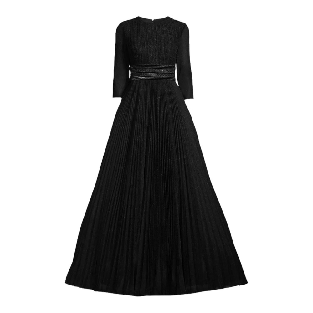 Mac Duggal Shimmering Pleated A-Line Gown in Black NWT - Picture 10 of 11
